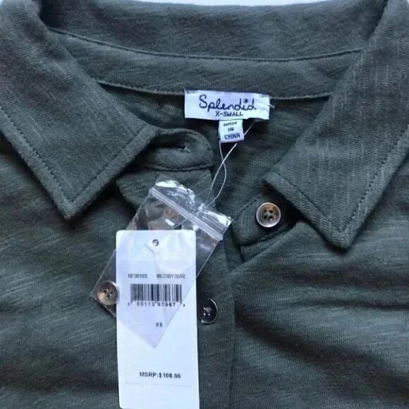 Splendid Anthropologie Military Olive Green Top Size X-Small NWT - Picture 3 of 7